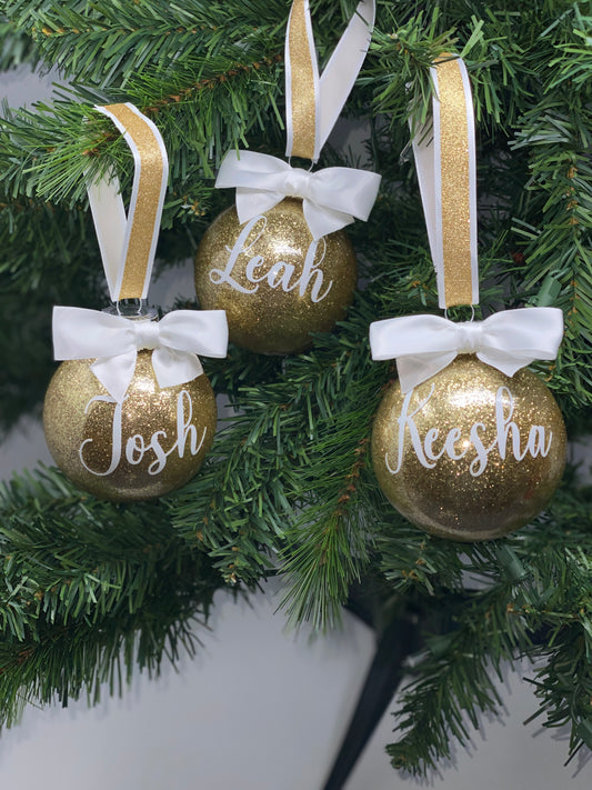 Gold and White Round Ornament