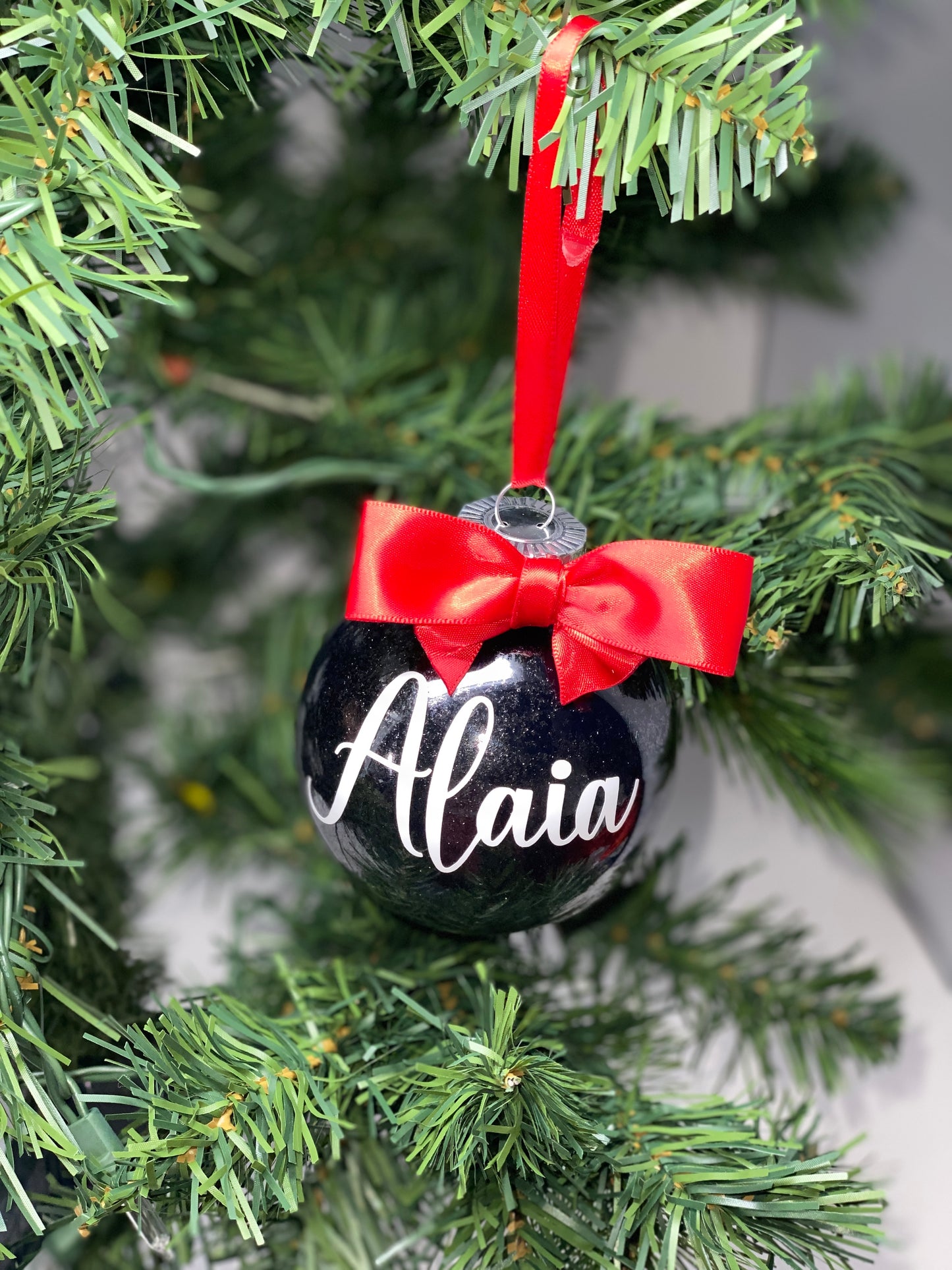 Black, Red & White Round Ornament