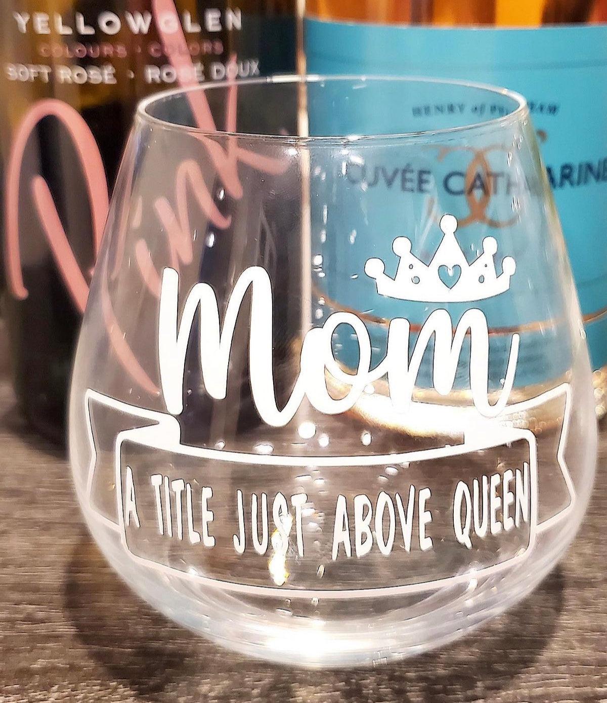 Mom Stemless Wine Glass