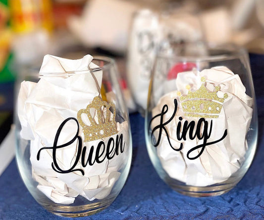 King & Queen Stemless Wine Glass