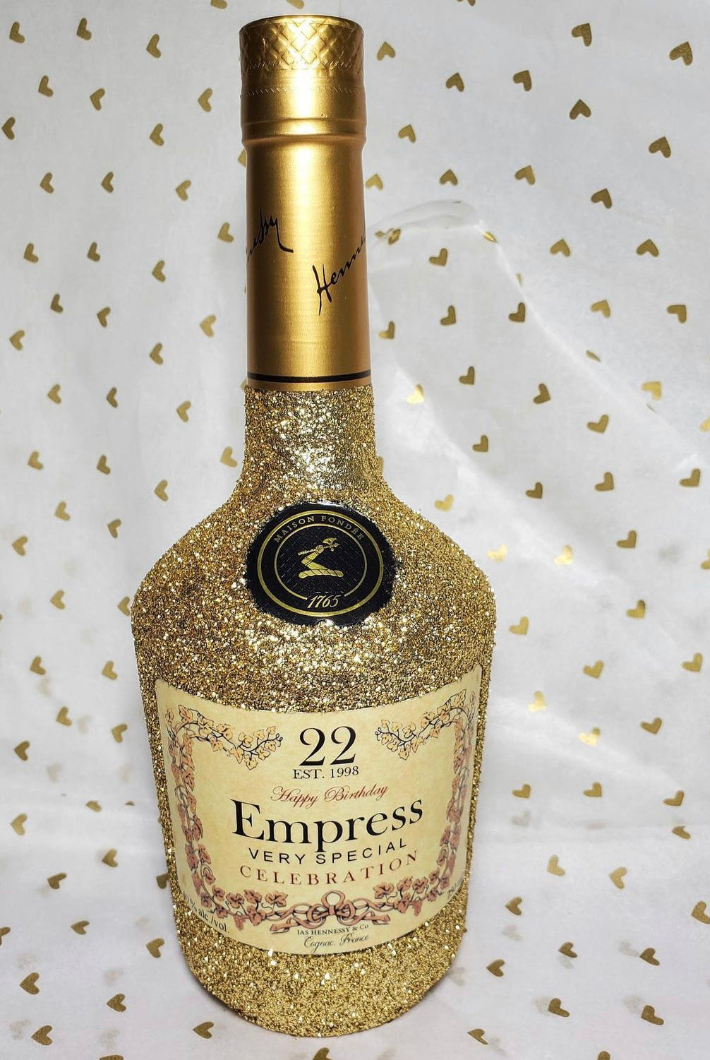 Custom Hennessy Bottle (Glitter & Label)