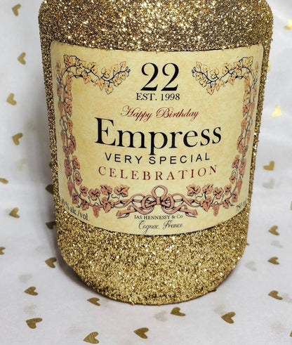 Custom Hennessy Bottle (Glitter & Label)