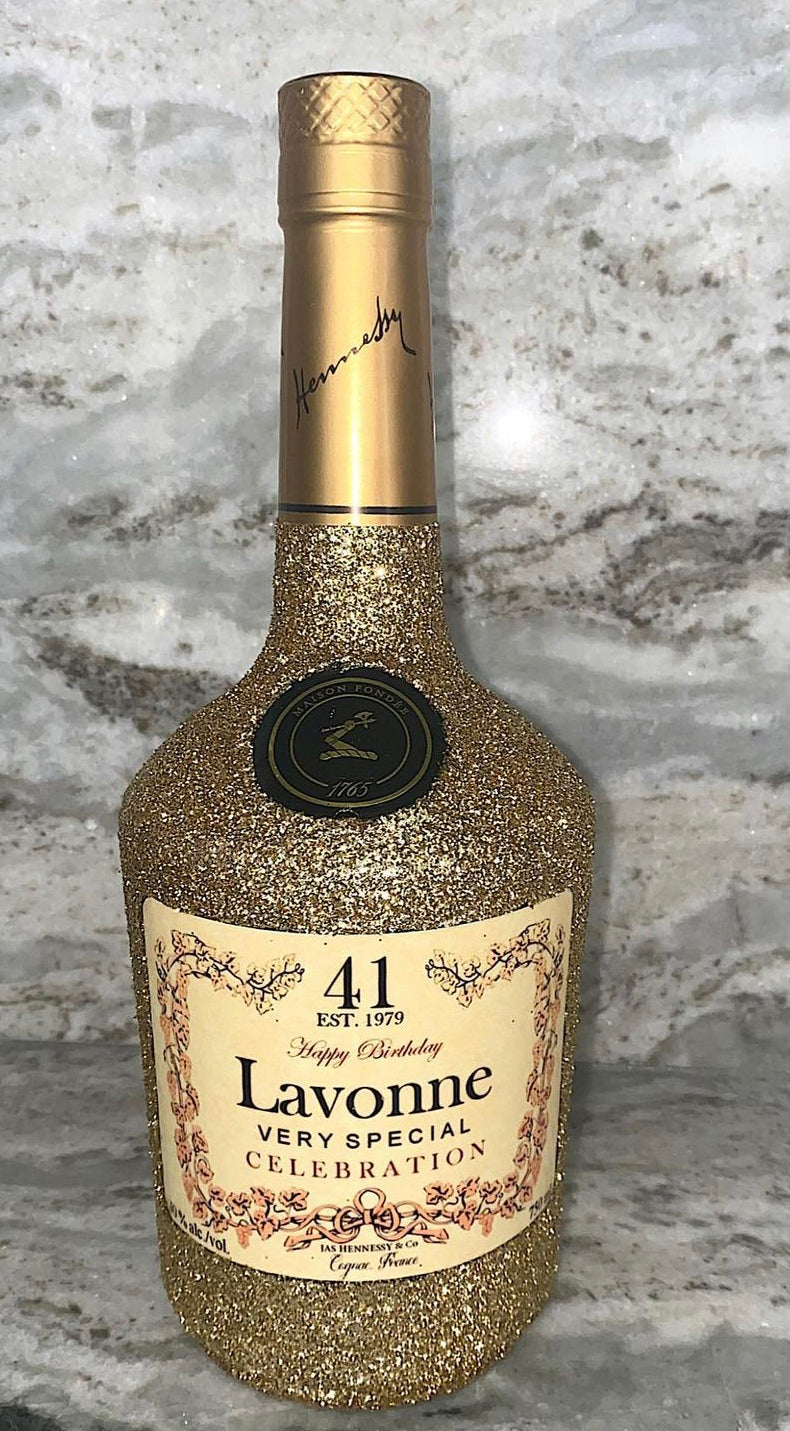 Glitter Hennessy Bottle with Custom Label