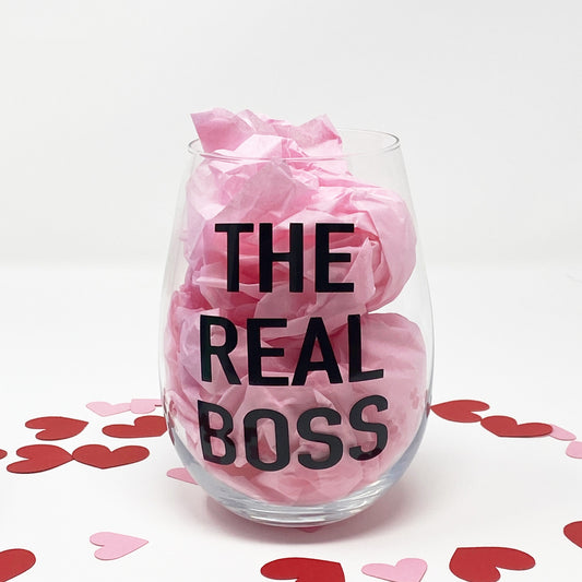 The Real Boss Stemless Wine Glass
